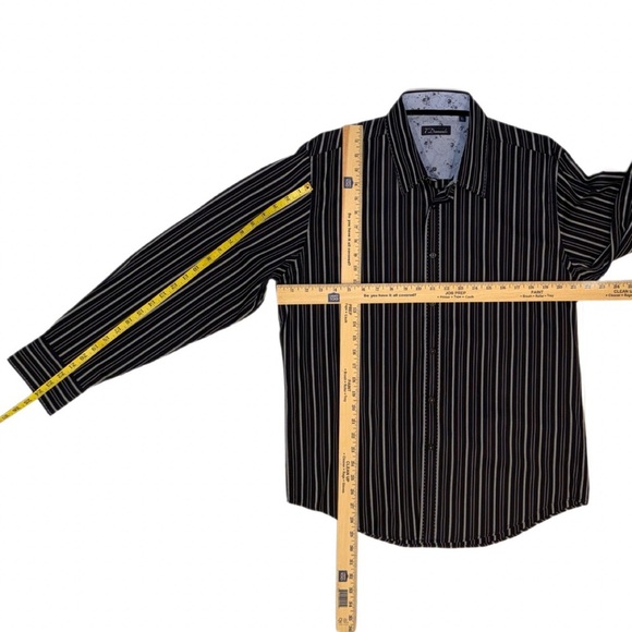 7 Diamonds Men’s Long Sleeve Button-Up Shirt Navy & Light Blue Stripe 100%Cotton - Picture 10 of 12